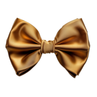 AI generated gold bow tie isolated on transparent background ,gold ribbon png ,generative ai