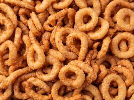 a pile of homemade fried crispy pretzels photo