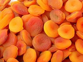 close up fresh apricots as background photo