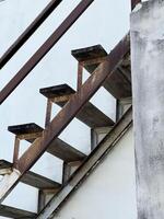 old abandoned wooden house with staircase photo