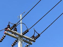 power transmission lines on the background of the sky with clouds photo