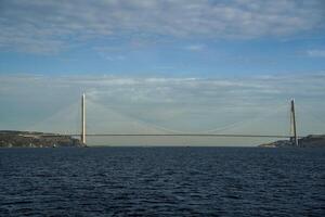 Yavuz Sultan Selim bridge in front of black sea view from Istanbul Bosphorus cruise photo