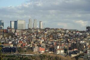 View of Golden Horn seen from Pierre Loti Hill in Eyup district in Istanbul, Turkey. photo