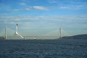 Yavuz Sultan Selim bridge in front of black sea view from Istanbul Bosphorus cruise photo