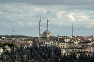 View of Golden Horn seen from Pierre Loti Hill in Eyup district in Istanbul, Turkey. photo