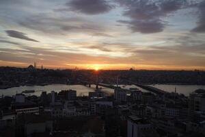 istanbul aerial cityscape at sunset from galata tower photo