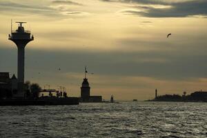 istanbul aerial cityscape at sunset from galata tower marmora sea lighthouse photo