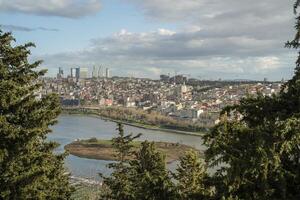 View of Golden Horn seen from Pierre Loti Hill in Eyup district in Istanbul, Turkey. photo