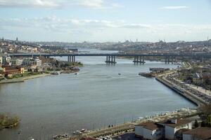 View of Golden Horn seen from Pierre Loti Hill in Eyup district in Istanbul, Turkey. photo