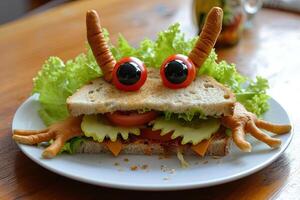 AI generated Alien shape sandwich funny food photo