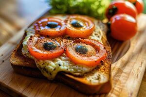 AI generated Alien shape toast toasted sandwich funny food photo