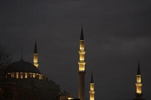 Eminonu yeni cami new mosque in istanbul turkey night view photo