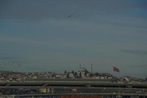 istanbul cityscape from galata bridge panorama photo