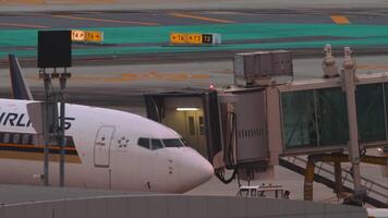 Singapore Airlines plane at the terminal video