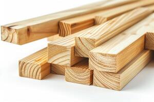 AI generated Wooden beams on white background photo