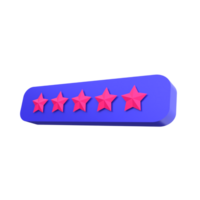 Unique Five star review customer feedback ranking 3D rendering icon illustration simple.Realistic illustration. png