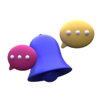 Unique Notifications bell with message chat 3D rendering icon illustration simple.Realistic illustration. png