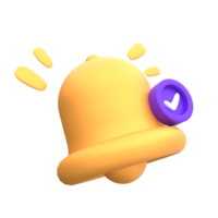 Unique Bell notification check list 3D rendering icon illustration simple.Realistic  illustration. png