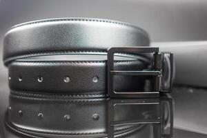 Elegant black belt with a buckle photo