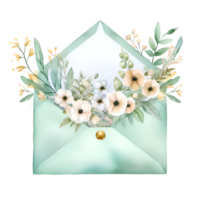 ai generado verde sobre pastel flor acuarela clipart png