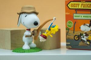 Bangkok, Thailand - February 3, 2024 BITE THE BAIT Snoopy from POP MART Snoopy The Best Friends Series Figures. photo