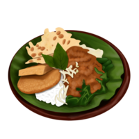 Indonesian tradisional food illustration, nasi pecel png