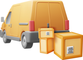 3D Delivery Van full of Cardboard Boxes png