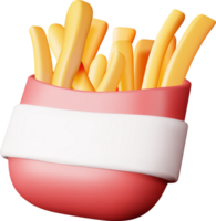 3d français frites dans rouge papier boîte png