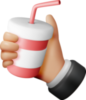 3d Realistic Red Disposable Cup with Straw in Hand png