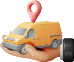 3D Delivery Van Car in Hand png