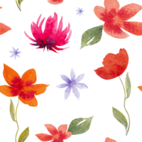 waterverf bloemen naadloos patroon, hand- getrokken waterverf, wild bloemen, takken, bladeren, knoppen. ontwerp voor mode, stoffen, textiel, achtergronden, covers web verpakking en allemaal prints png