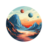 AI generated planet art illustrations for stickers, tshirt design, poster etc png