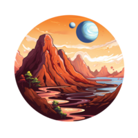 ai genererad planet konst illustrationer för klistermärken, tshirt design, affisch etc png