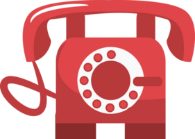 Red telephone with white dial suitable for retro and communication themed designs, nostalgic concepts, and advertising campaigns targeting older demographics. png