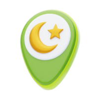 islamic pin location 3d icon. Islamic Ramadan Location Pin 3D Icon png