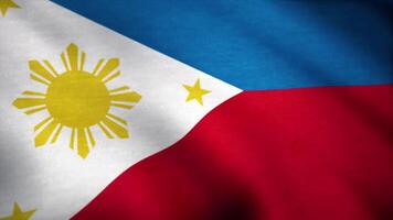 Flag of Philippines, fluttering in the wind. Flag of the Philippines with fabric texture, seamless loop video