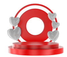 red and silver trophy with hearts on it png