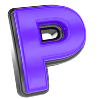 P Font 3D Render png