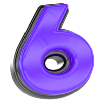 6 Number 3D Render png