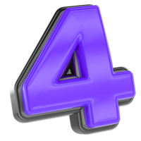 4 Number 3D Render png