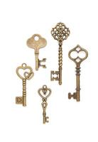 Vintage Keys Collection Isolated On White Background photo