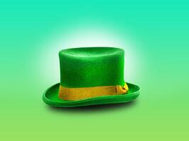 Green St. Patrick's Day hat isolated on green background. photo
