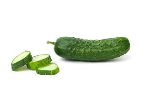 Fresh cucumber, chopped cucumber, isolated on white. background photo