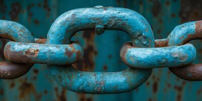 AI generated Close-up of Rusty Metal Surface With Chain Links photo