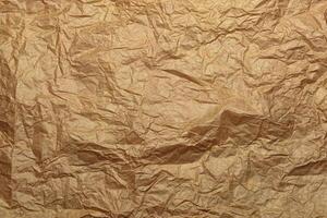 Crumpled craft brown paper texture for background photo