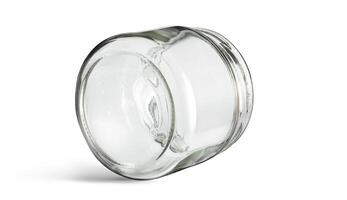 Glass jar kitchen utensil isolated on white photo