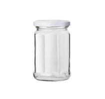 Glass jar isolated on white background with photo