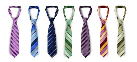 atado corbatas en diferente colores, de los hombres a rayas corbatas foto