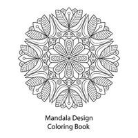 sencillo negro floral mandala colorante libro vector diseño
