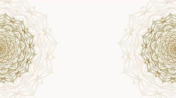 White Golden Radiance Horizontal Looping Animation Blank Video Background Decorated with Detailed Mandala Patterns